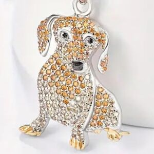 STERLING PUPPY HOT DOG DACHSHUND PENDANT / 24 INCH ADJUST SNAKE CHAIN